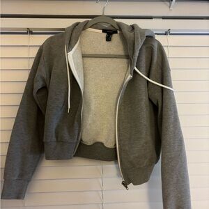 forever 21 cropped grey zip up jacket